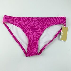 Michael Michael Kors Bikini Bottom Womens Medium Pink Zebra Stripe Swim NWT